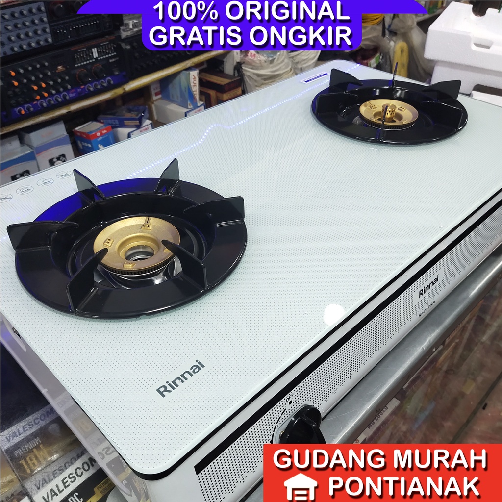 KOMPOR GAS 2 TUNGKU RINNAI RI- 712 GA (glass top) Kompor Gas Rinnai Kaca Ri 712 GA 2tungku jumbo dan api lilin /Kompor Rinnai 712ga w