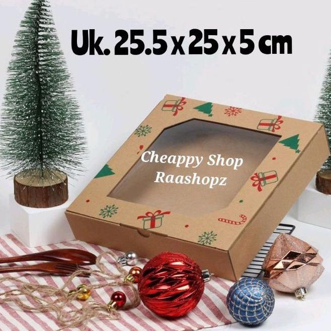 COKLAT NATAL BOX NATAL 25X25 X5CM KRAFT TEBAL BOX NATAL 4 TOPLES 250GR SEJAJAR DUS NATAL HAMPERS