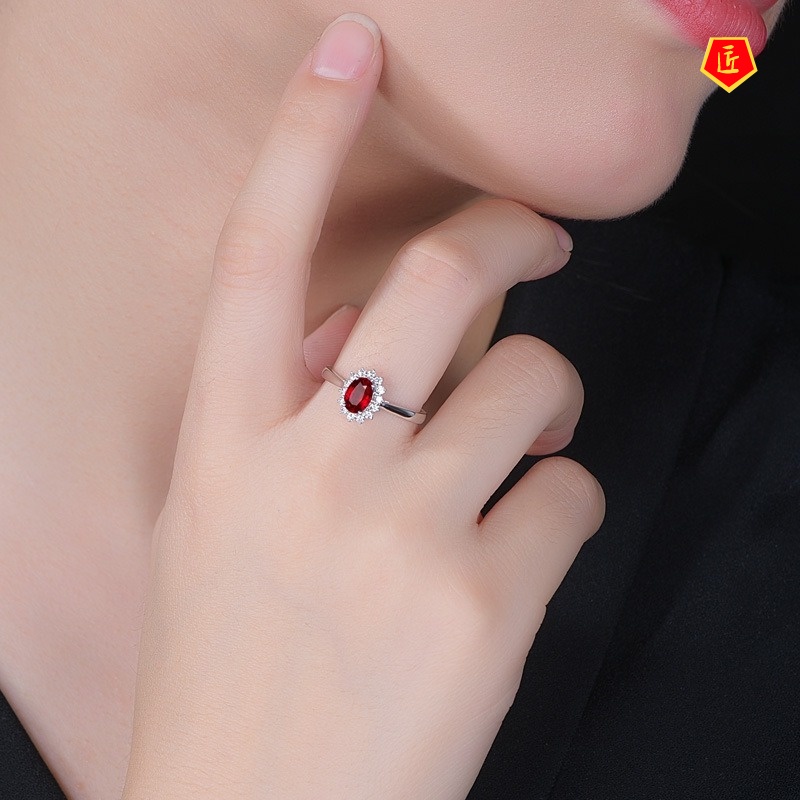 [Ready Stock]Classic Full Diamond Color Gemstone Sapphire Ring