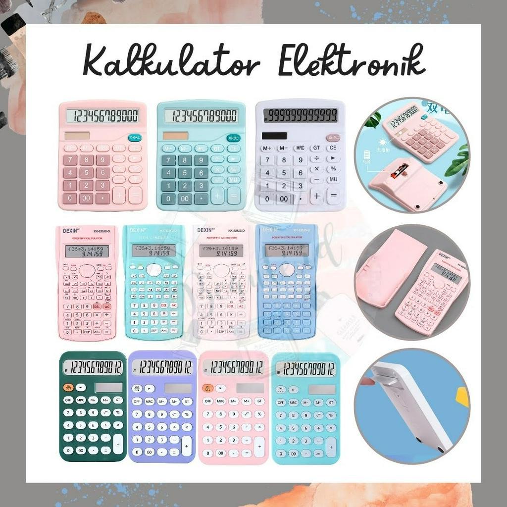 Kalkulator Elektronik DEXIN Kalkulator Alat Hitung Ideal Untuk Anak Sekolah Pekerja Kerja Portable 12 dijit / scientific Ilmiah Tanpa Suara Berkualias Desain Klasik Modern Calculator Electric Belajar Matematika