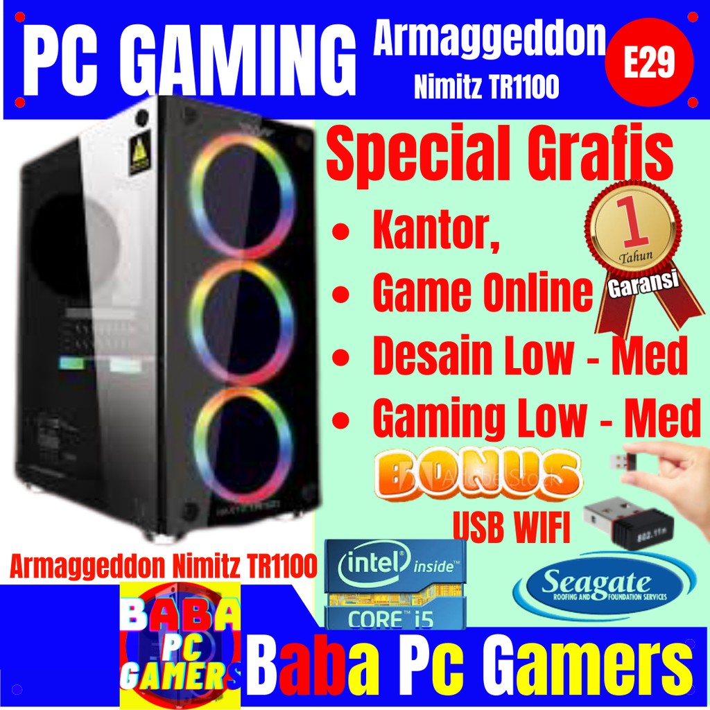 PC GAMING i5 2400 KOMPUTER CPU VGA GT 1050 4GB RAM 8GB E29