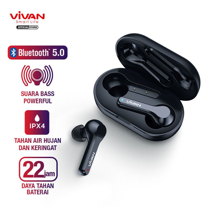 VIVAN Wireless Bluetooth Headset Earphone TWS Liberty T200 Waterproof IPX4