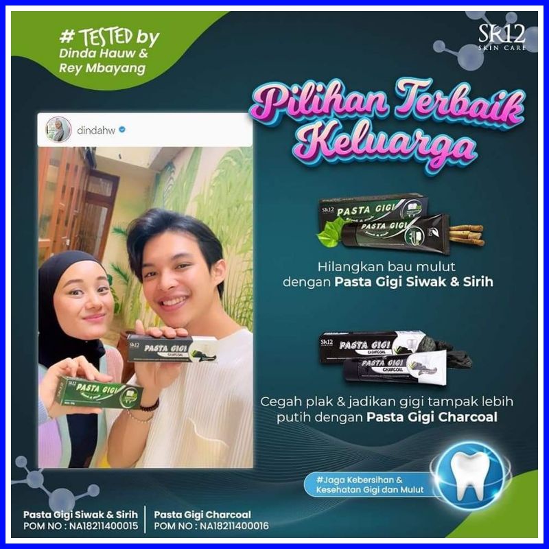 PASTA GIGI SR12 / PASTA GIGI CHARCOAL SR12 / PASTA GIGI SIWAK SR12  / MENCEGAH BAU MULUT / MEMUTIHKA