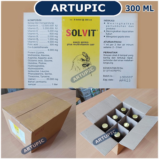 Solvit 300 ml Asam Amino lengkap Vitamin untuk ayam hewan unggas Medion Artupic