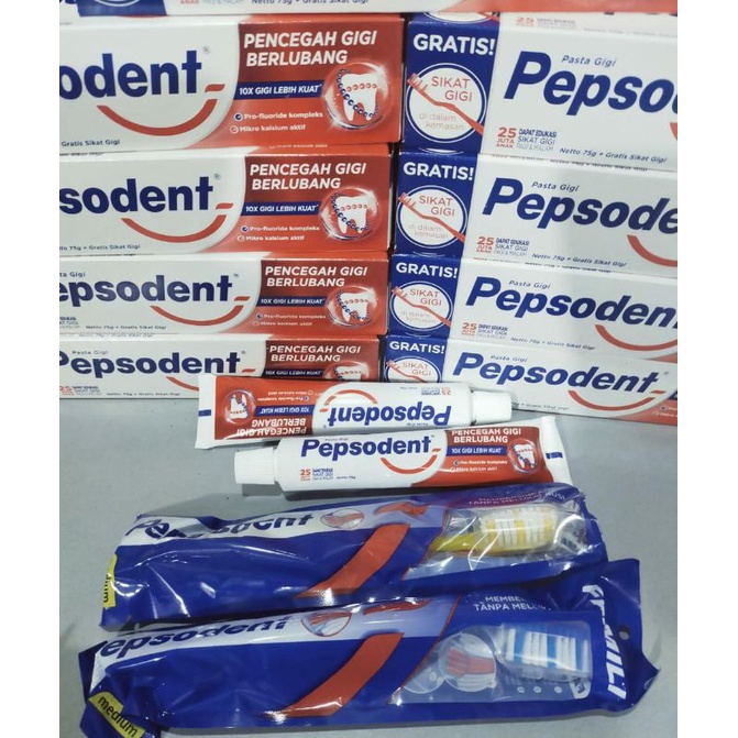 TERMURAH!!! PEPSODENT 75gr gratis sikat gigi