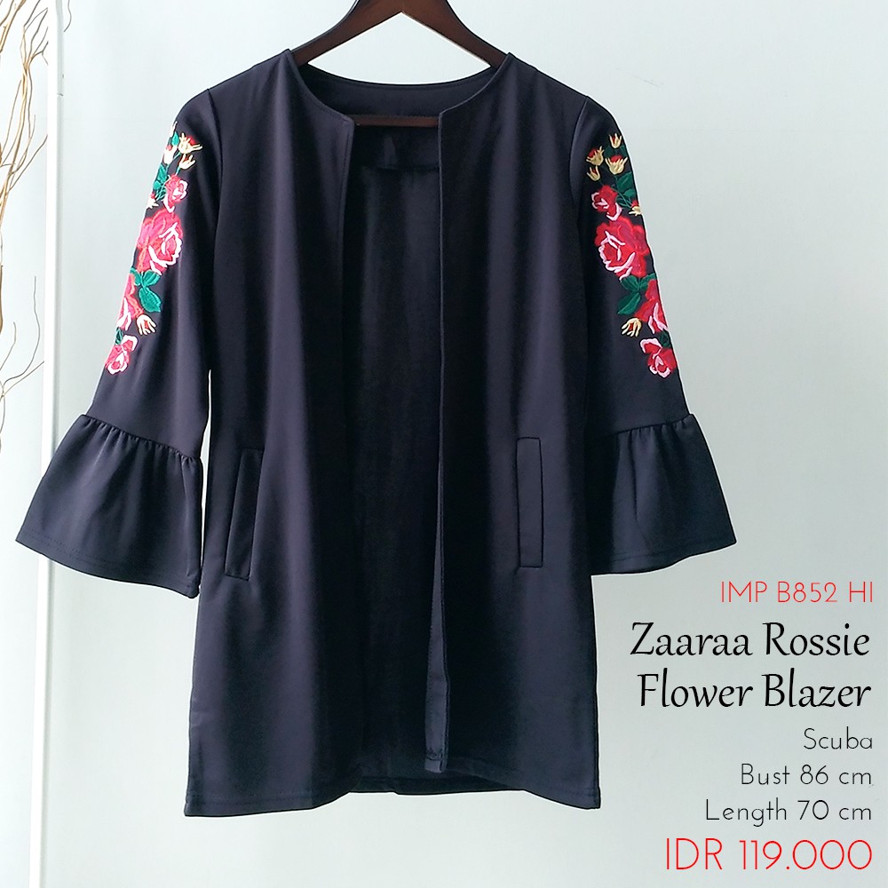 Outer Wanita Motif Bunga Bahan Scuba - Zaaraa Rossie Flower