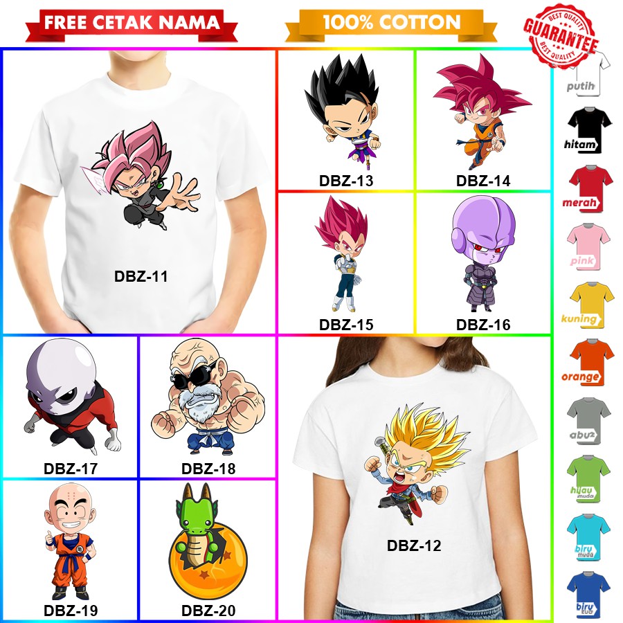 [FREE NAMA!!] Baju Kaos ANAK DAN DEWASA DRAGON BALL Z GOKU SUNGOKU BANYAK MOTIF