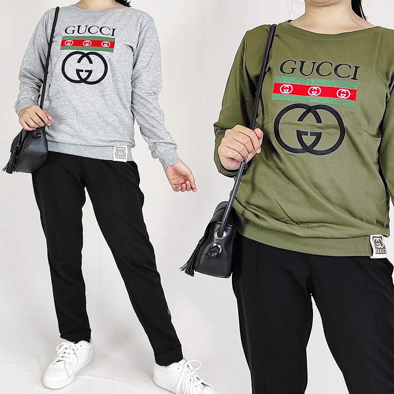 Kaos Wanita Import Lengan Panjang Gucci