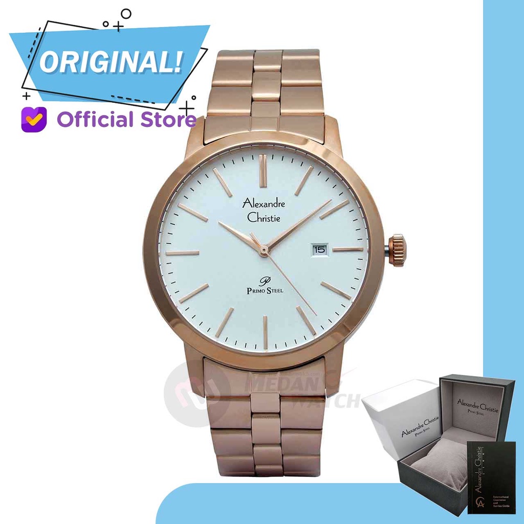 Jam Tangan Pria Analog Alexandre Christie 1007MD AC1007 AC 1007 MD 1007 MDBRGSL Original Garansi Res