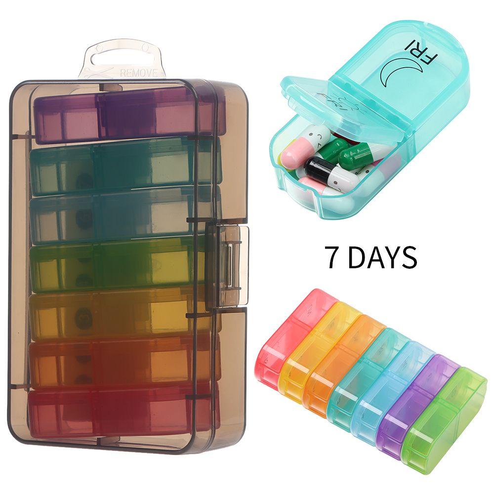 Suyo Pill Box Plastik Warna Pelangi 7hari AM PM Dispenser Obat