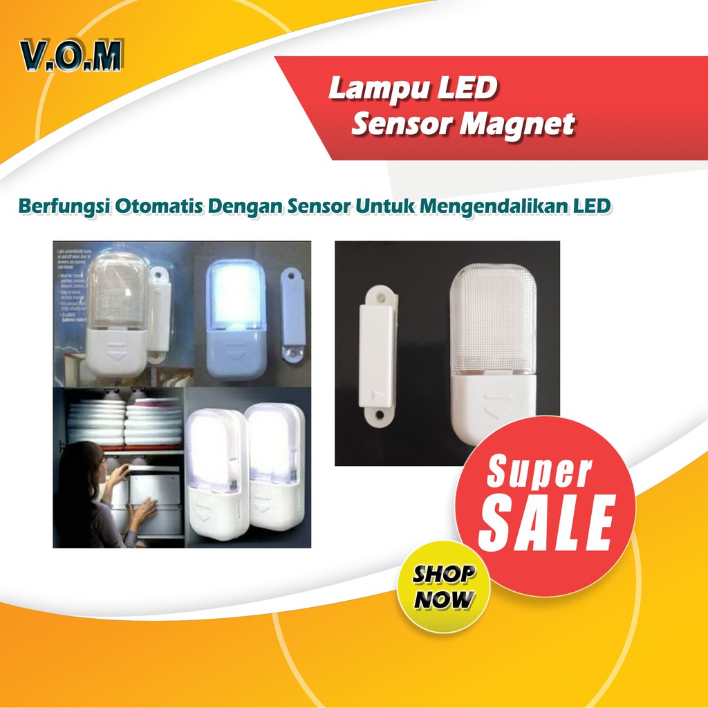 VOM Lampu LED Sensor Magnet Otomatis Lampu Lemari Laci dll 0512