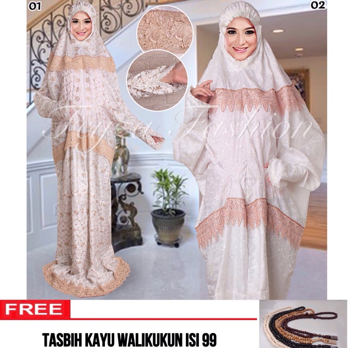 Mukena Terusan Sutra Paris Swarovsky