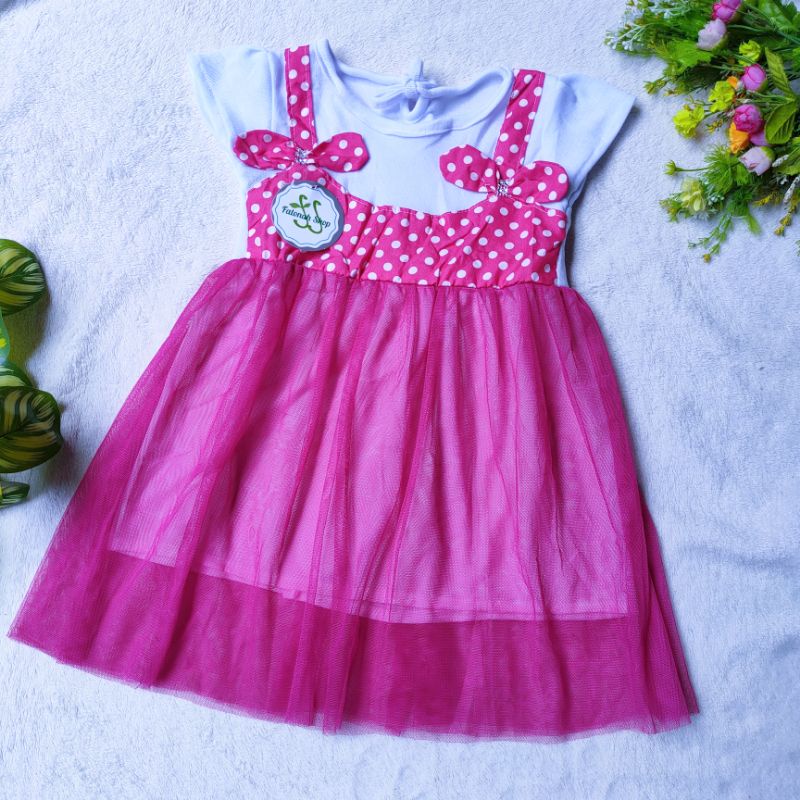 Dress anak 1 2 tahun baju anak cewek perempuan polka ( dress syantik polka )