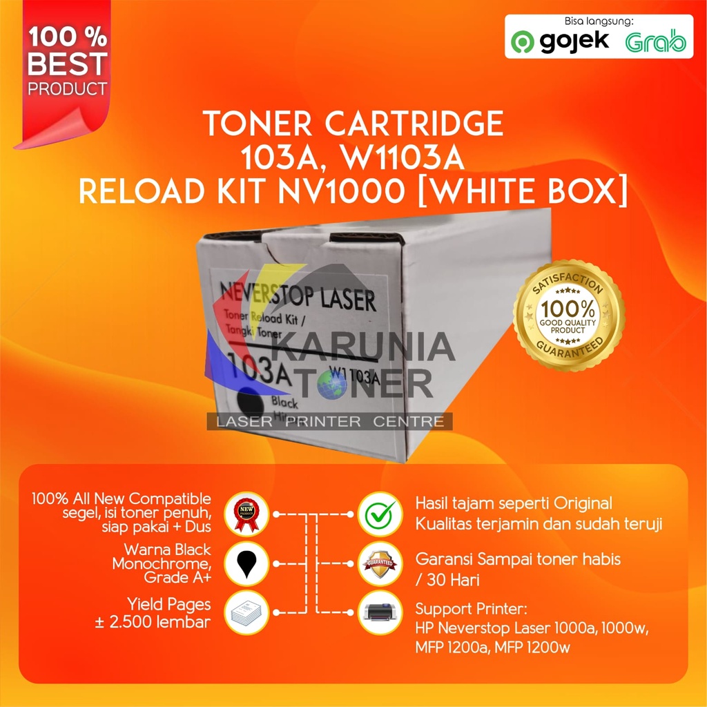 Cartridge Toner Compatible W1103 103a Printer 1000a 1000w 1200a 1200w