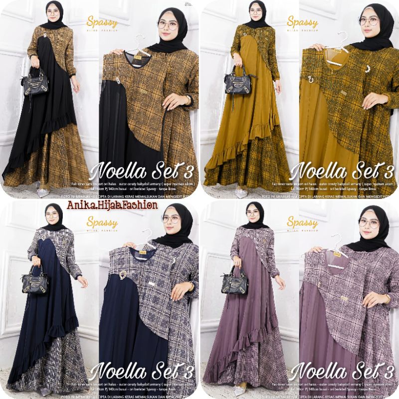 NOELLA SET 3 ORIGINAL SPASSY. GAMIS DRESS MAXY RAMI IMPORT TERBARU. DRESS MAXY BUSUI PREMIUM PRODUK