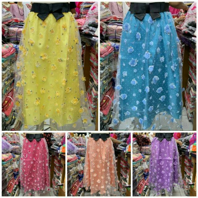 Rok tutu panjang bunga timbul - 575