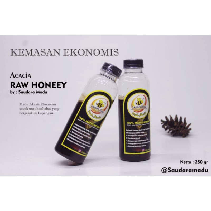 

Madu Asli 100% Murni Lebah Apis Mellifera Nektar Pohon Akasia (Saudara Madu) 250gr