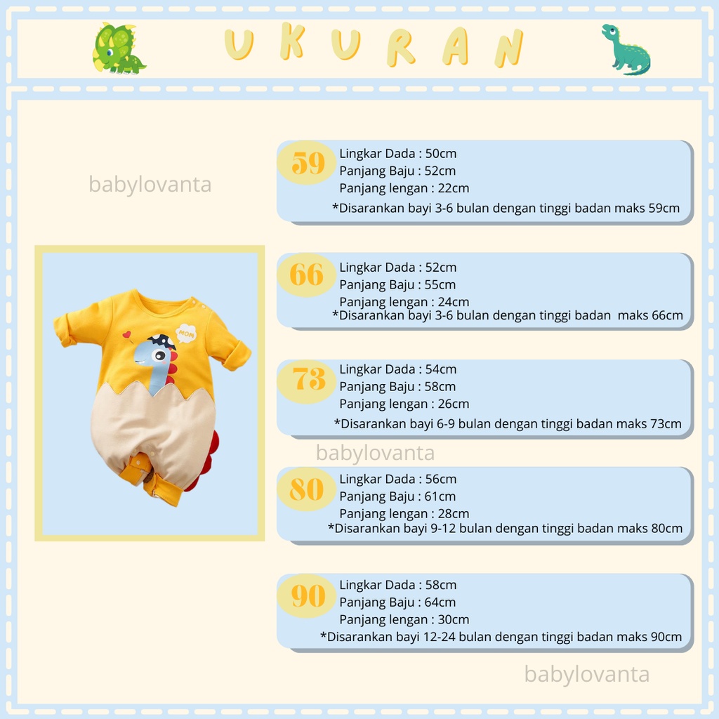 [COD] jumper bayi motif DINO KUNING / baju bayi lengan panjang / jumper baby lucu import premium BA-202/Babylovanta