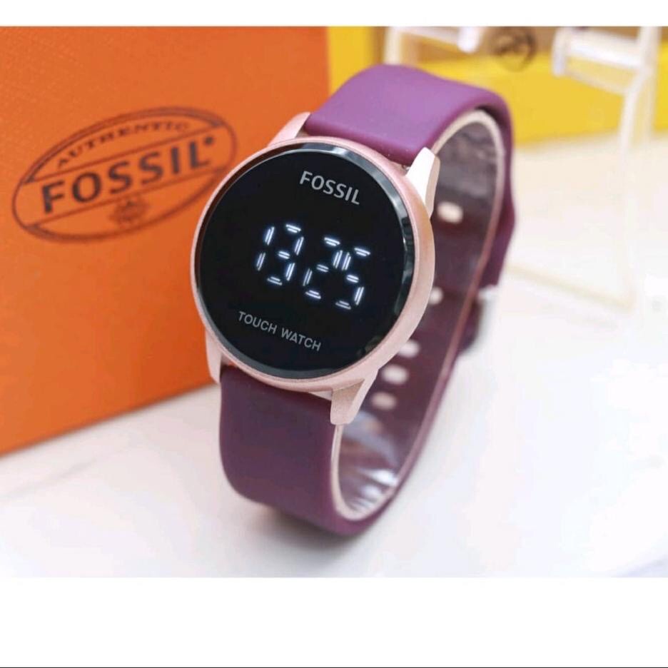 Jam tangan LED Touch screen tali karet rubber sporty wanita pria unisex termurah FSLED