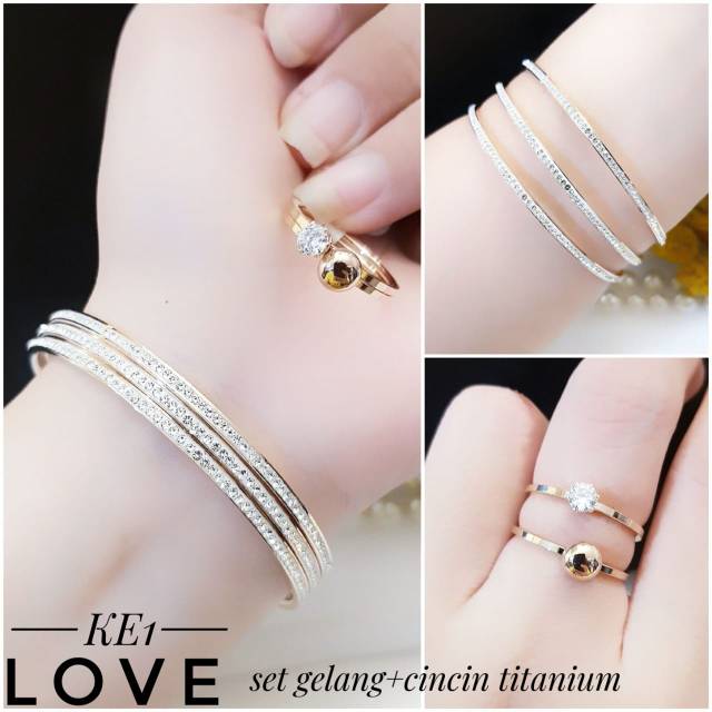 Titanium gelang dan cincin 2807h