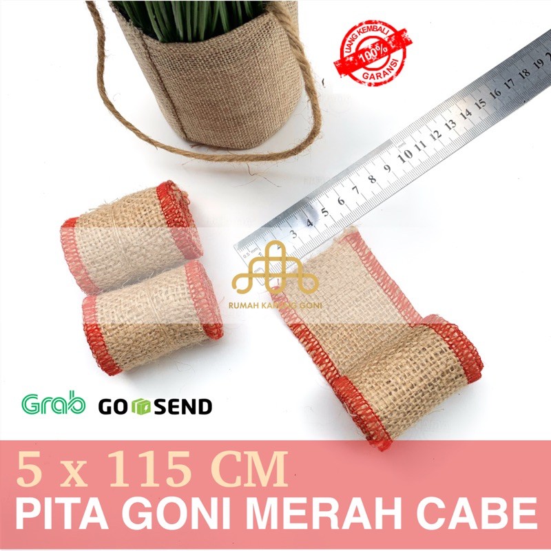 Pita Kerajinan Goni Merah Cabe 5x115 cm - Pita Hampers - Pita Seserahan Hantaran - Bridal Shower DIY