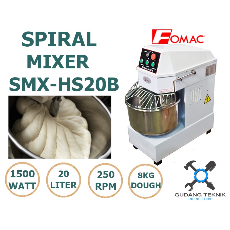 Mesin Pengaduk Adonan Spiral Mixer 20L FOMAC SMX-HS20B / Spiral Dough Mixer Machine 20 Liter SMX HS20B