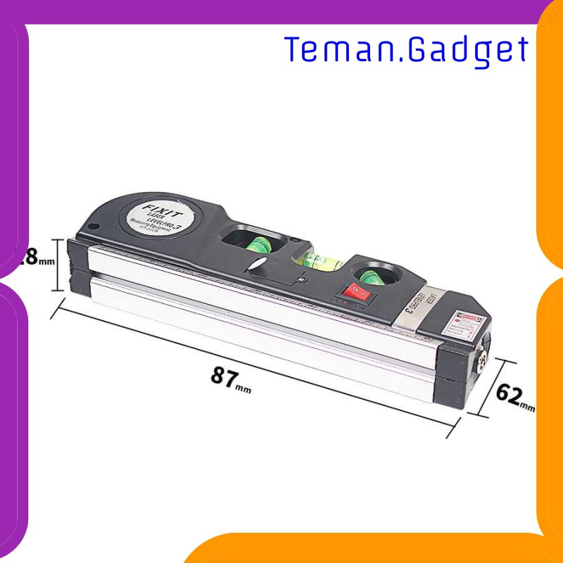 TG-DE248 Taffware LEVELPRO3 Penggaris Laser Horizontal 250CM + Waterpass