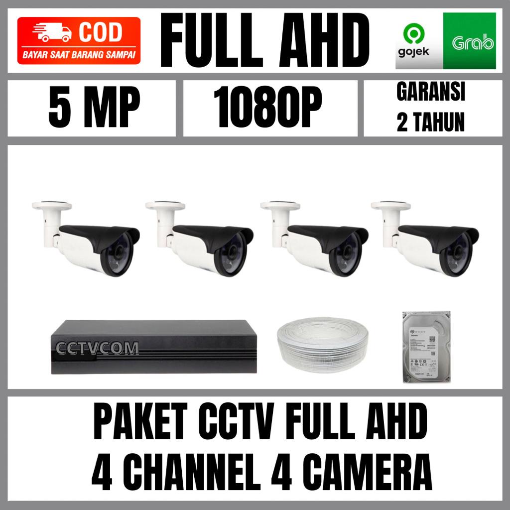 PAKET CCTV 4 CHANNEL 4 CAMERA 5MP FULL AHD 1080P KOMPLIT KAMERA CCTV