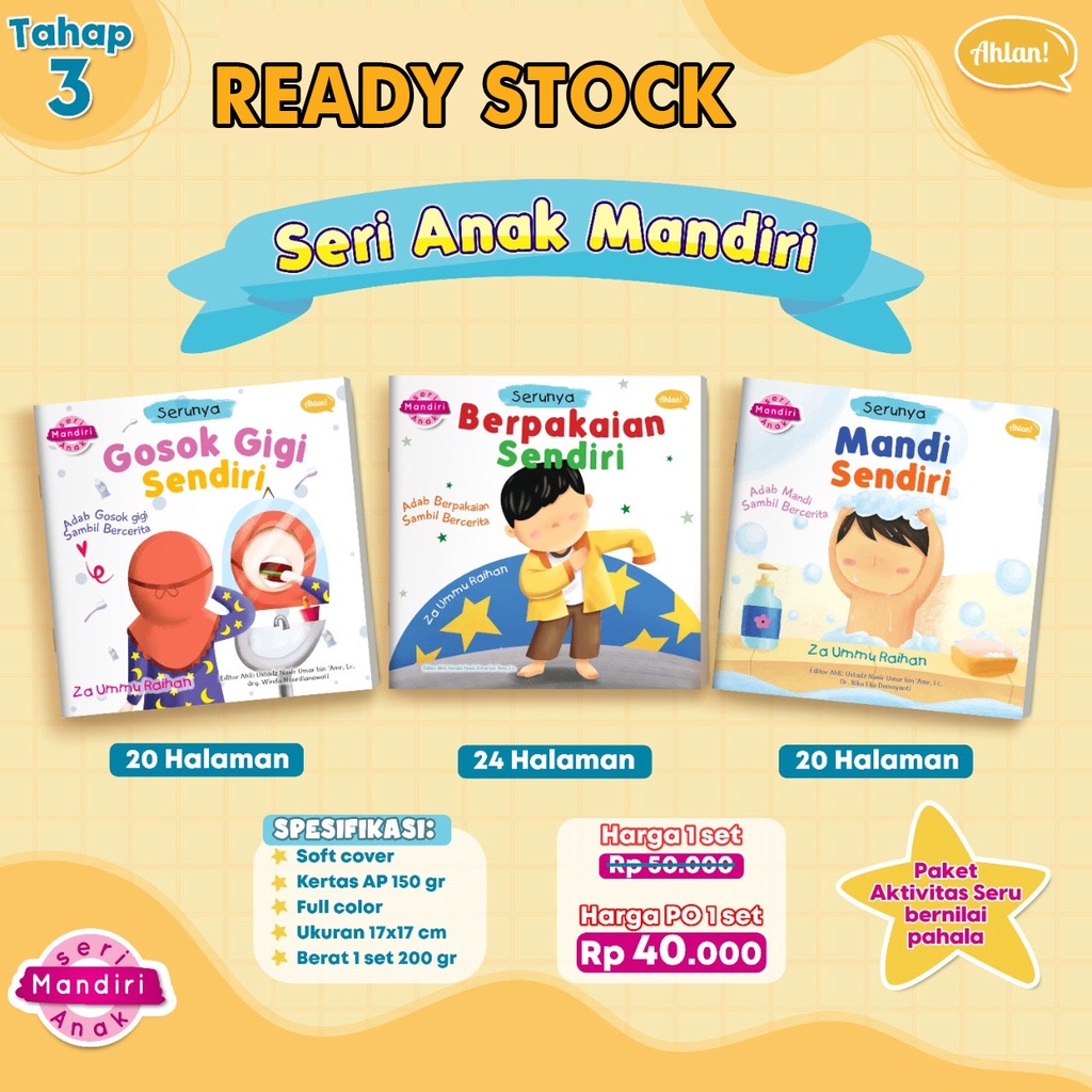 Buku Anak Islam : Seri Anak Mandiri  (3 Buku) Ahlan