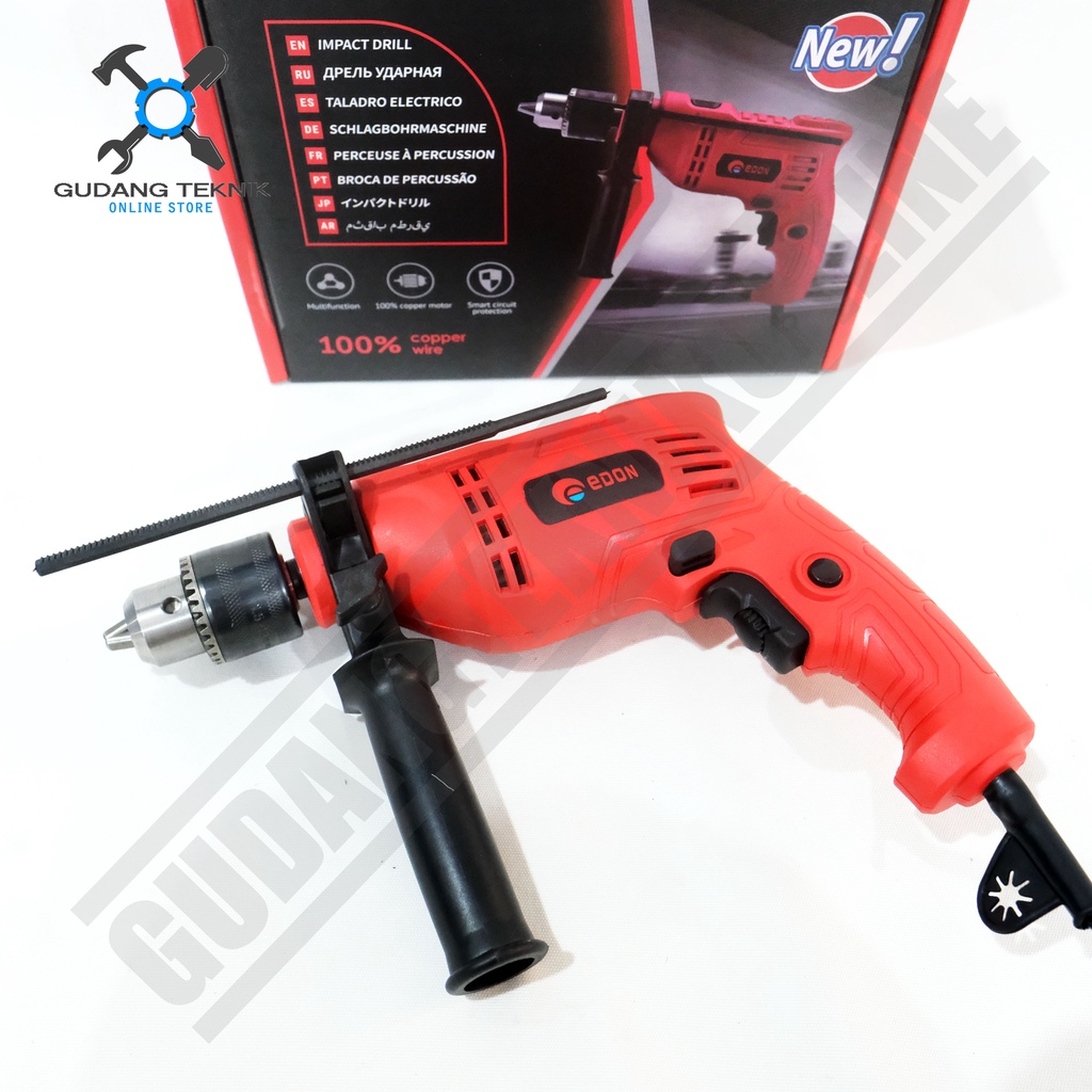 Mesin Bor Tangan 10mm 13mm EDON ED5-3513 ED5-3810 / Bor Tangan Listrik Besi Kayu Beton 10 13 mm ED5 3513 3810 Impact Drill EDON