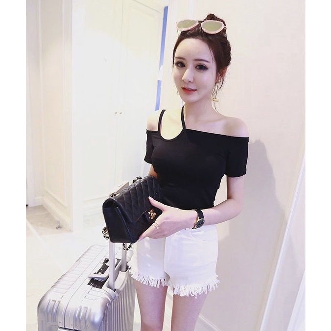 [NEW] Korean T-shirts Sabrina /Atasan Kaos Sabrina Lengan Pendek 1399