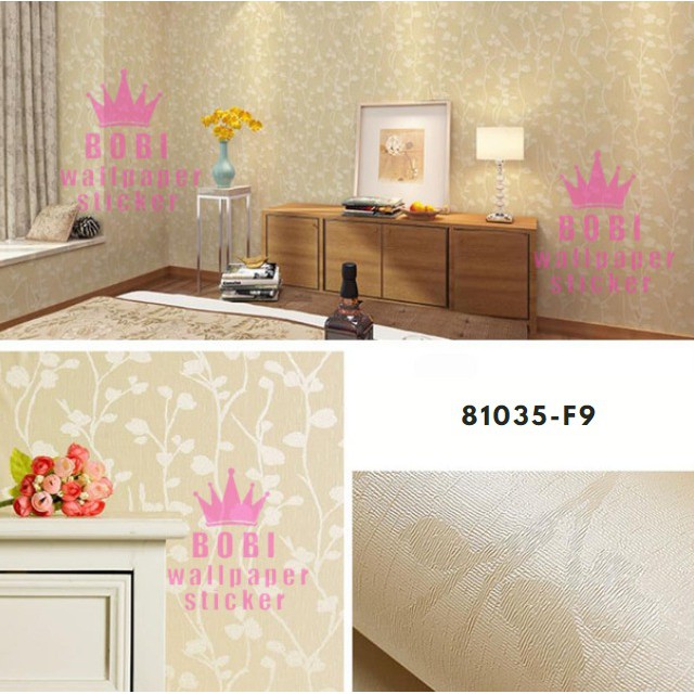 Wallpaper Sticker Motif Bunga samar Kuning 81035-F9 / Wallpaper New 2020 / Ukuran 10mx45cm