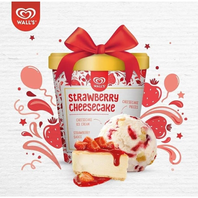 Ice Cream Walls Strawberry Cheesecake 410 ml Shopee