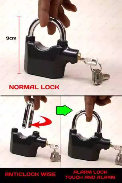 Gembok Alaram / Kunci Gembok Anti Maling / Gembok Multifingsi