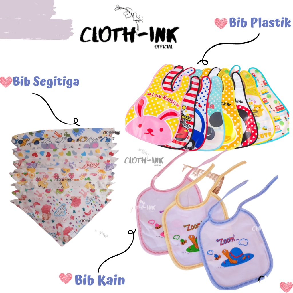BIB bayi / Slaber Kain / Celemek Makan Tali Bayi / OTO / ADAY Bayi /Slabber Segitiga Bayi / Slabber 