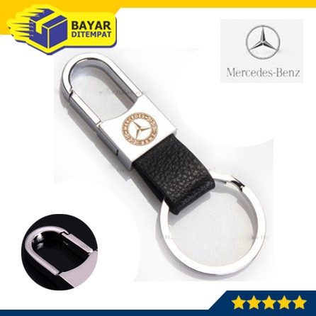 Gantungan Kunci MERCEDES BENZ KULIT Sepeda Motor Mobil Gantung Besi Metal Alloy Keychain Leather