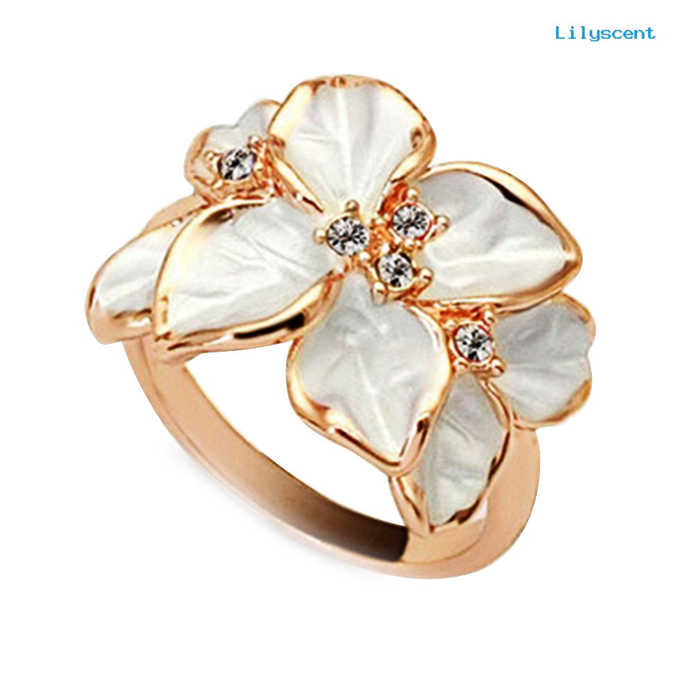 Ls Cincin Wanita Bahan Alloy Desain Bunga Menarik Untuk Pesta Pernikahan / Hadiah