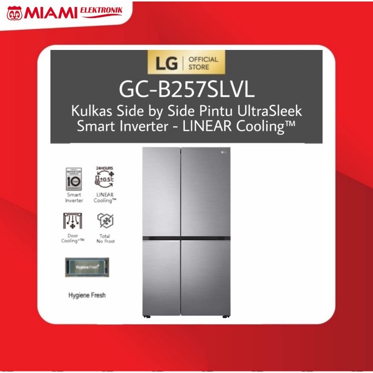 LG GC-B257SLVL Kulkas Side by Side Pintu Ultra Sleek Smart Inverter 647L