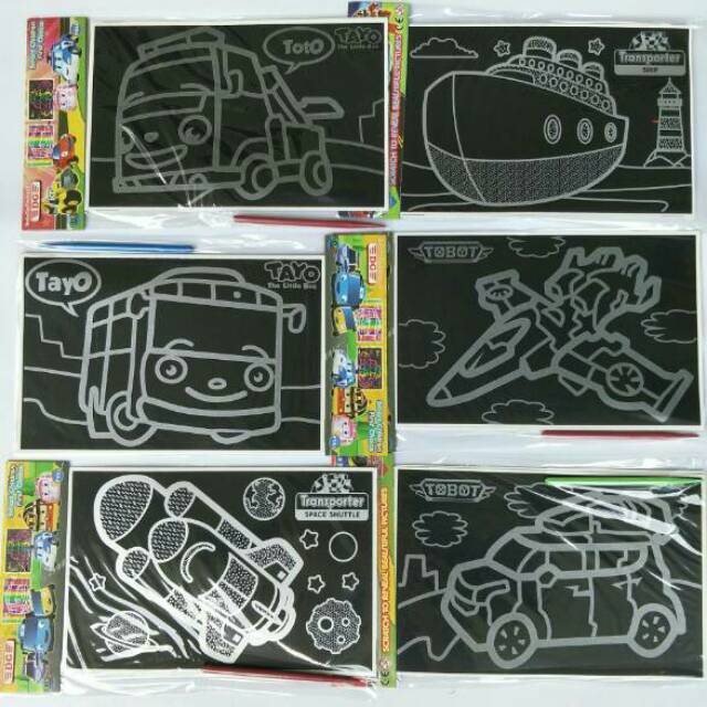 Magic Colouring Black &amp; White Gambar Karakter Mainan Mewarnai Anak dengan Menggosok Kertas