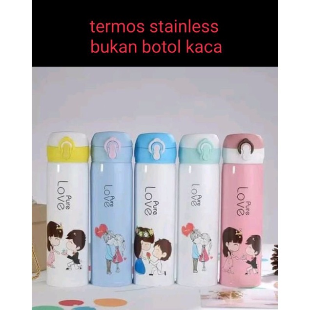 TERMOS KANCING LOVE STAINLESS DAN BELING WARNA KOMPLIT