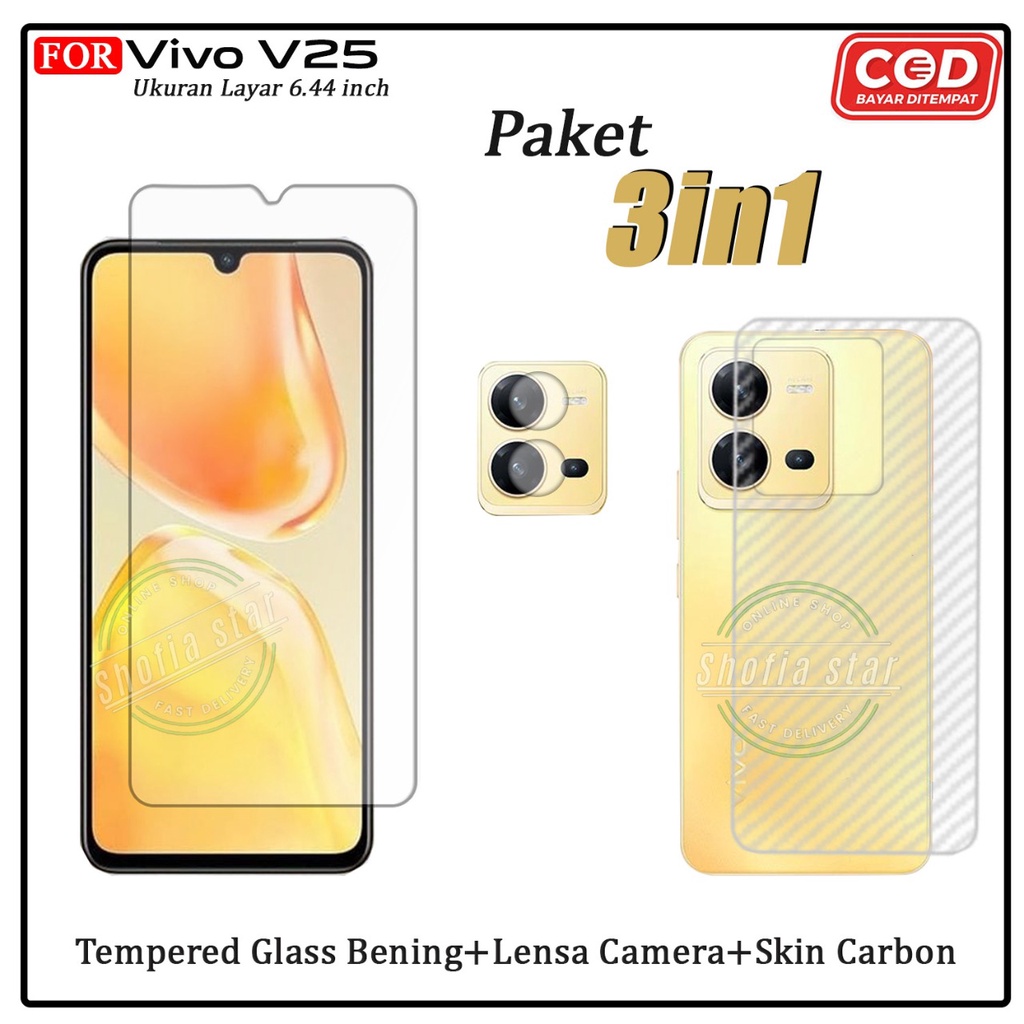 3in1 Tempered Glass Bening Vivo V25 5G V25e V23e V20 V20 Se Anti Gores Kaca Full Cover