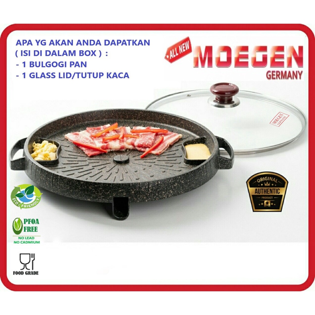 ORIGINAL MOEGEN Germany bulgogi pan all new moegen 32cm grill panggangan bbq + tutup kaca