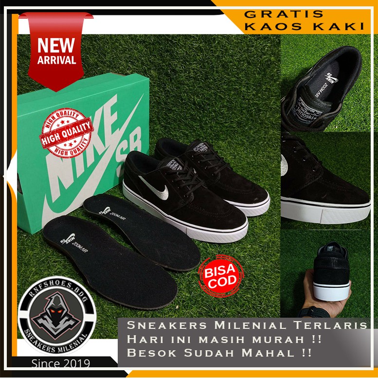 [BISA COD] SEPATU SNEAKERS MURAH NIKE SB STEFAN JANOSKI OG BLACK WHITE ORIGINAL PREMIUM IMPORT BNIB