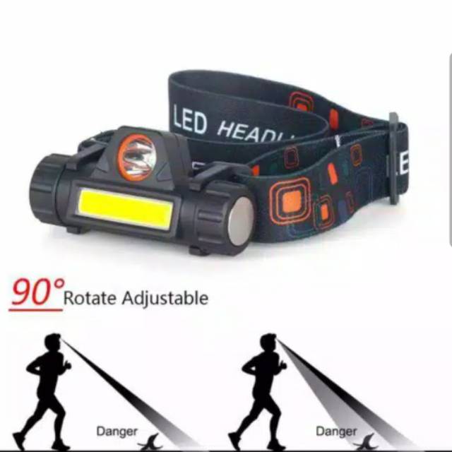 Senter Kepala Mini Head Lamp Led COB Rechargeable Plus Magnet