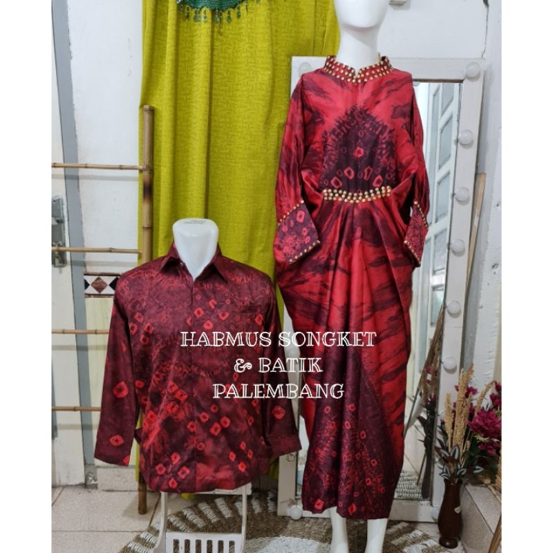 COUOLE DRES KAFTAN JUMPUTAN ASLI PALEMBANG SUTRA VALVET SILK