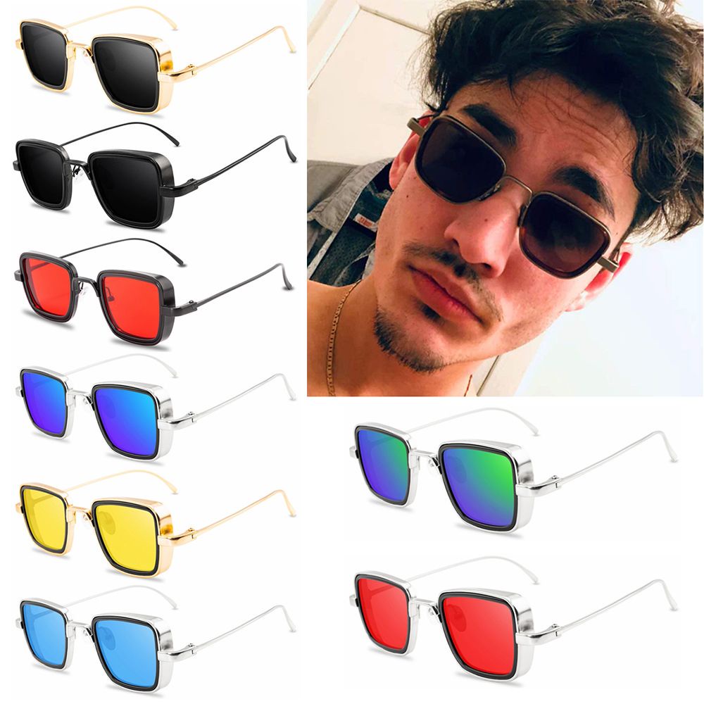 ROW Steampunk Sunglasses Square Sun Glasses Male Female Retro Shades Steampunk Sunglasses UV400 Stylish Metal Eyewear for Men Women