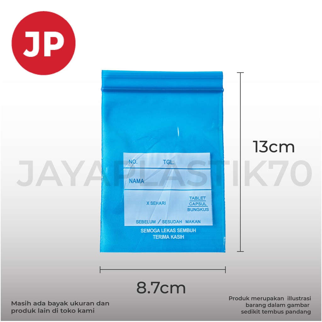 Plastik Klip Obat Uk 8.7x13cm 100pcs/pack Varian Biru, Merah, Putih