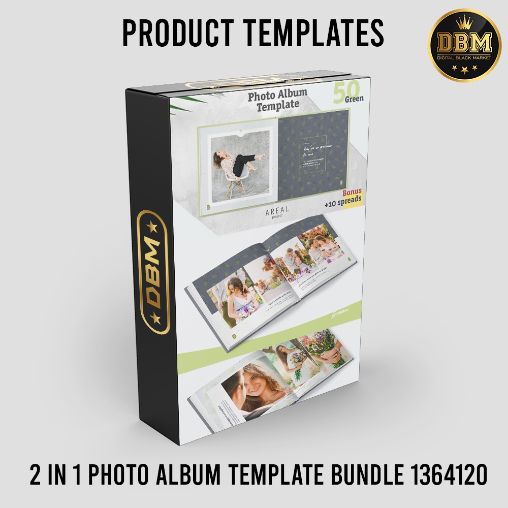 2 In 1 Photo Album Template Bundle - Photoshop - Business Branding