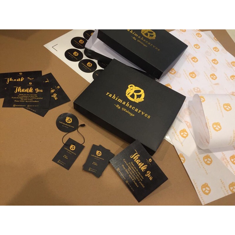 

hangtag paket softbox wrapping paper sticker hangtag thankyoucard custom