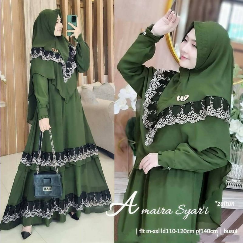 gamis syari wanita ootd terbaru amaira syari gamis plus khimar gamis muslim wanita gamis wanita kond